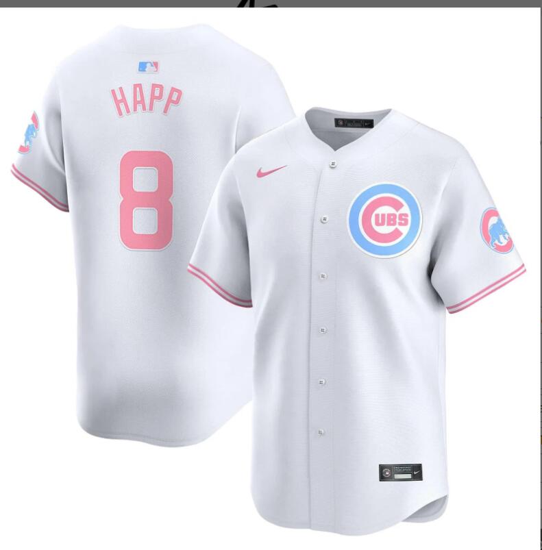 Men Chicago Cubs #8 Happ white 2024 Nike MLB jersey